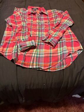 Chaps Women’s Pink Plaid Button-Front Shirt